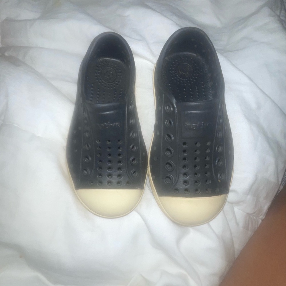 Native Shoes Black and Cream Water Shoes Slip-On Comfort